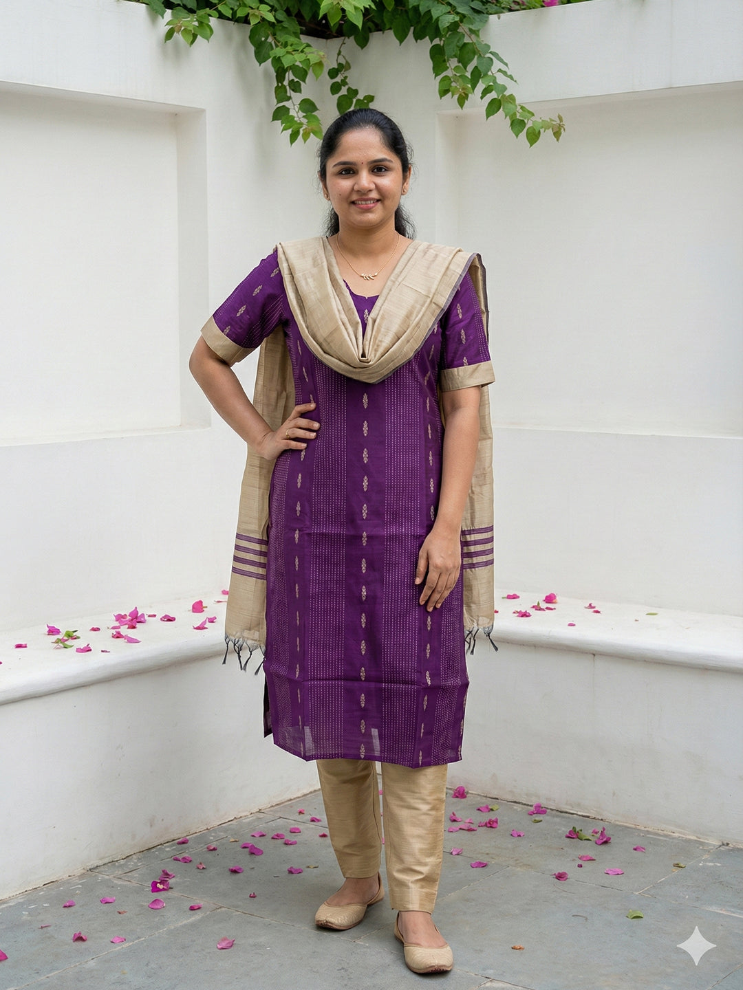 Raw silk salwar set- Purple