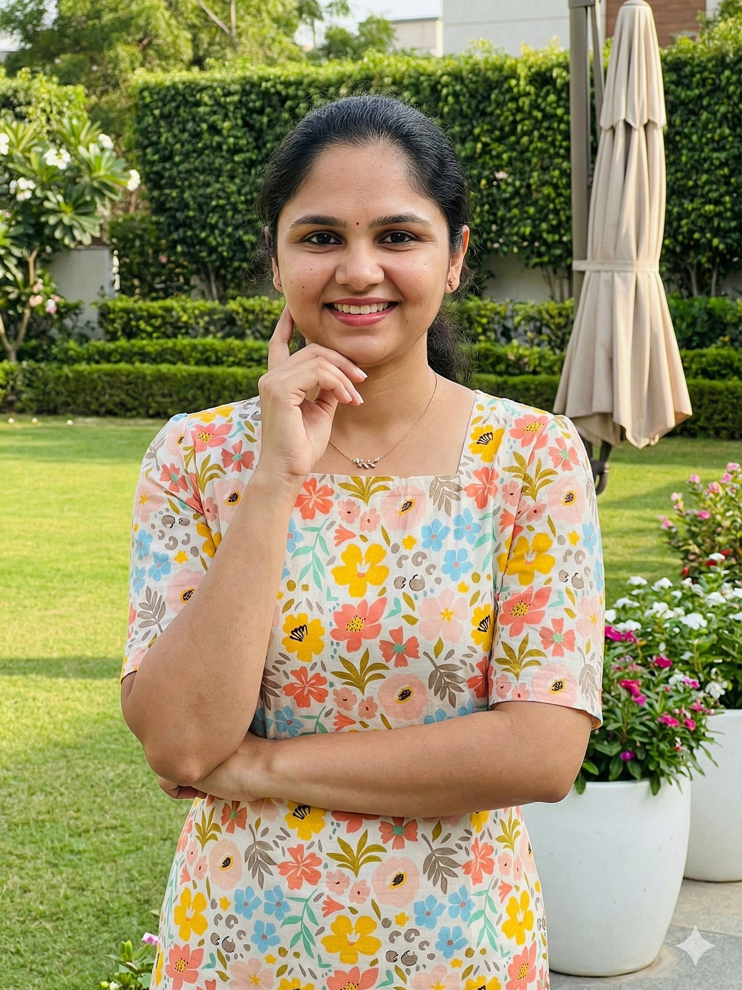 Butter cotton kurti- peach floral