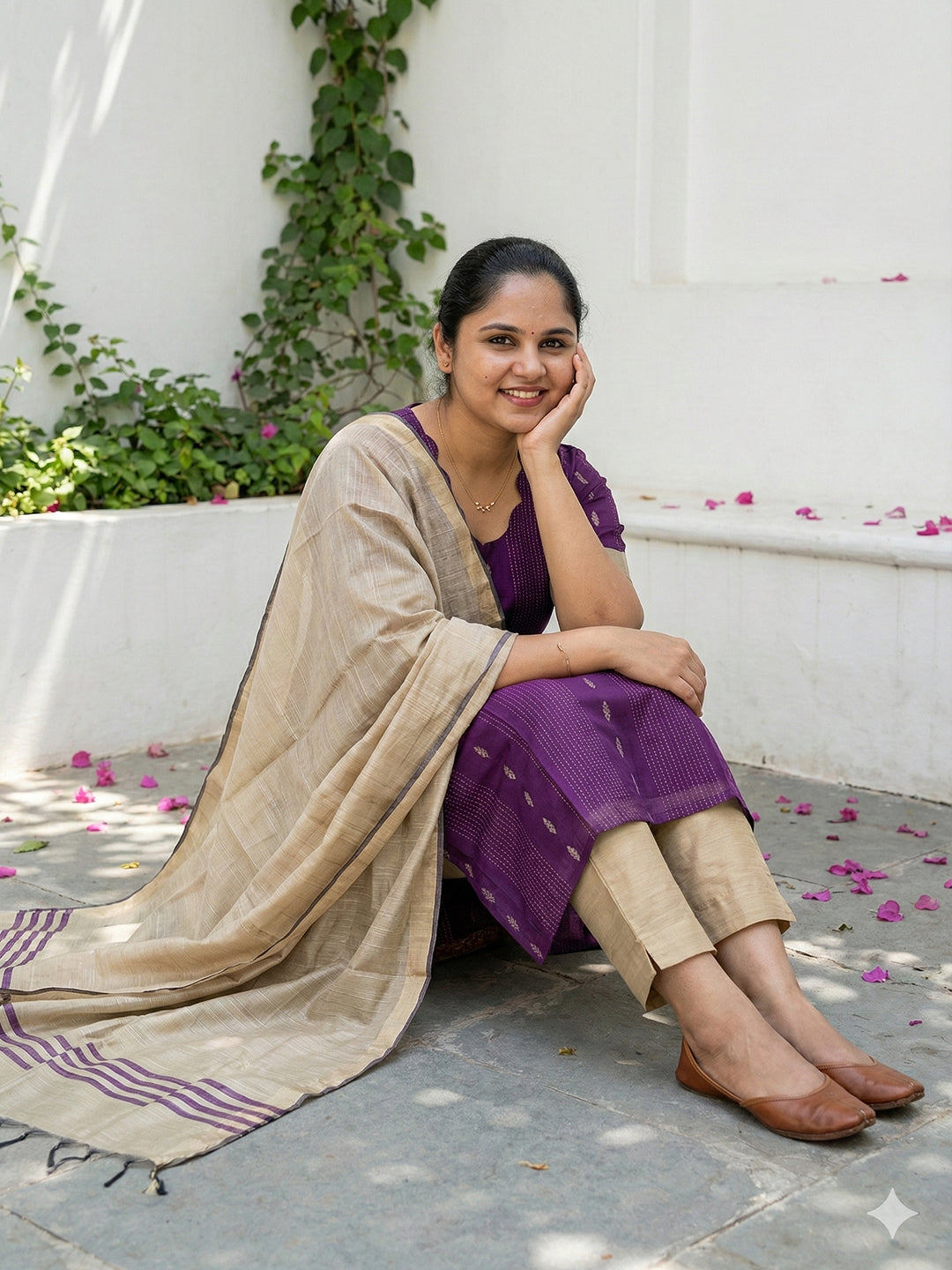 Raw silk salwar set- Purple