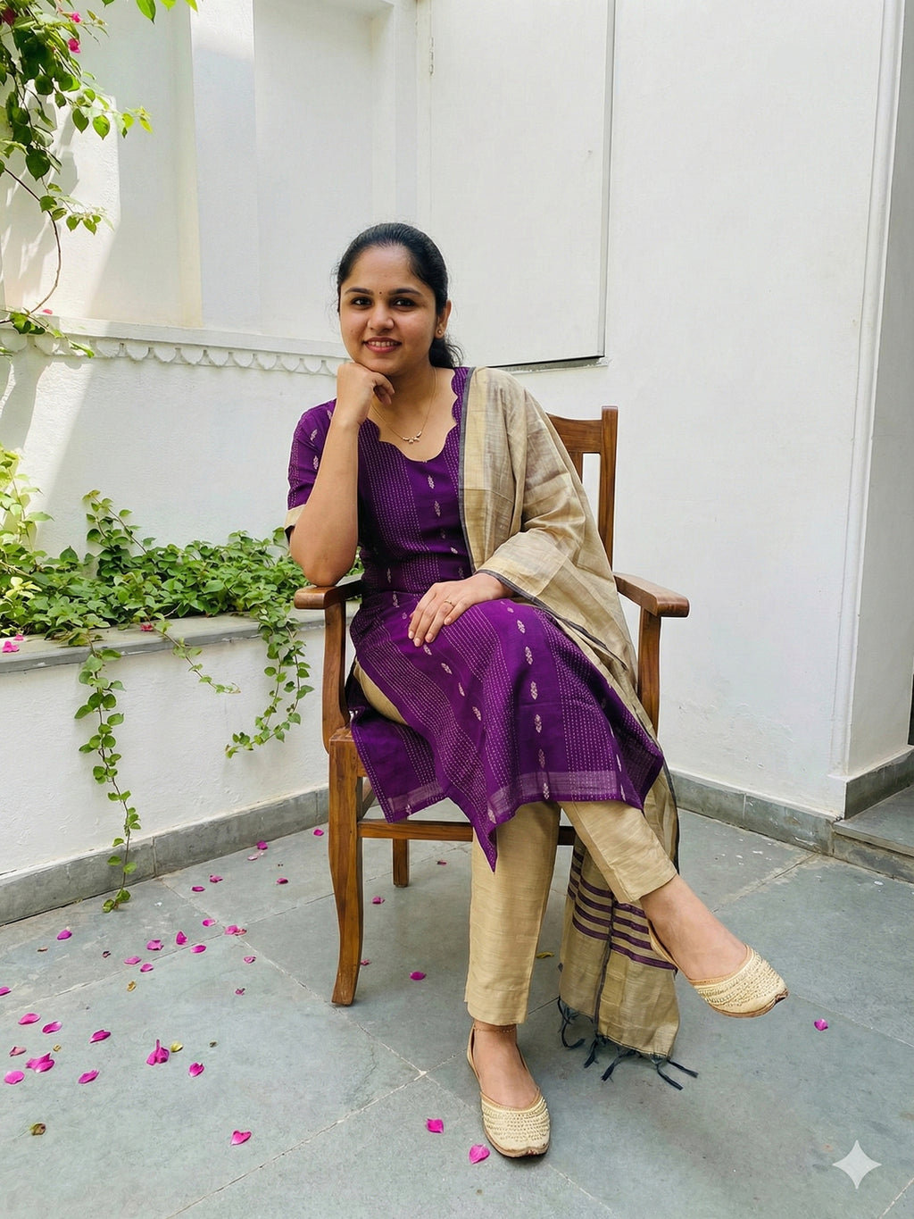 Raw silk salwar set- Purple