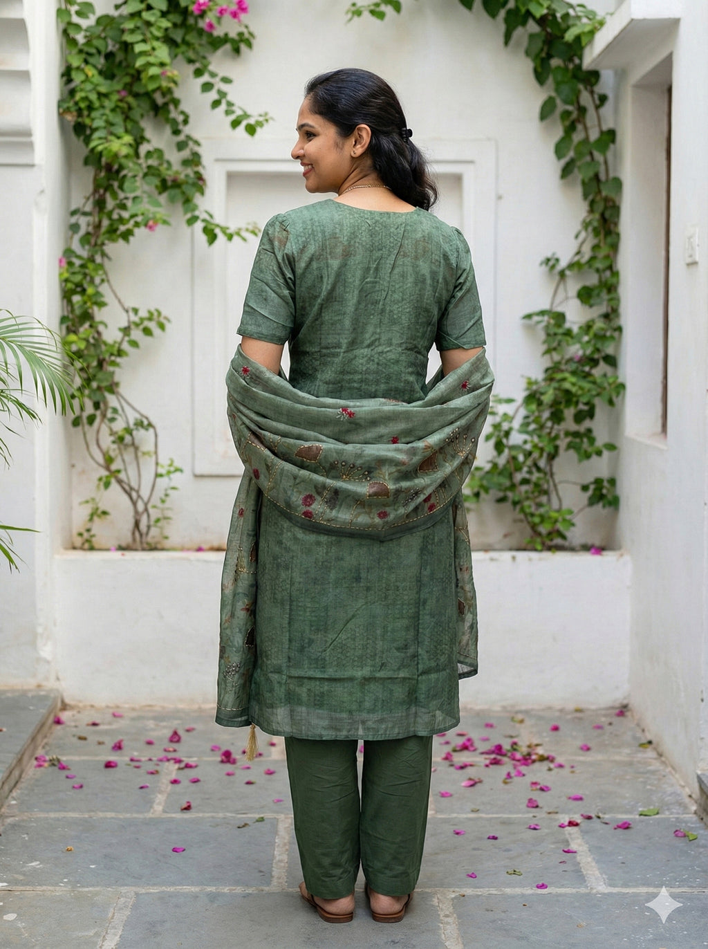 Linen cotton with hand embroidery salwar set