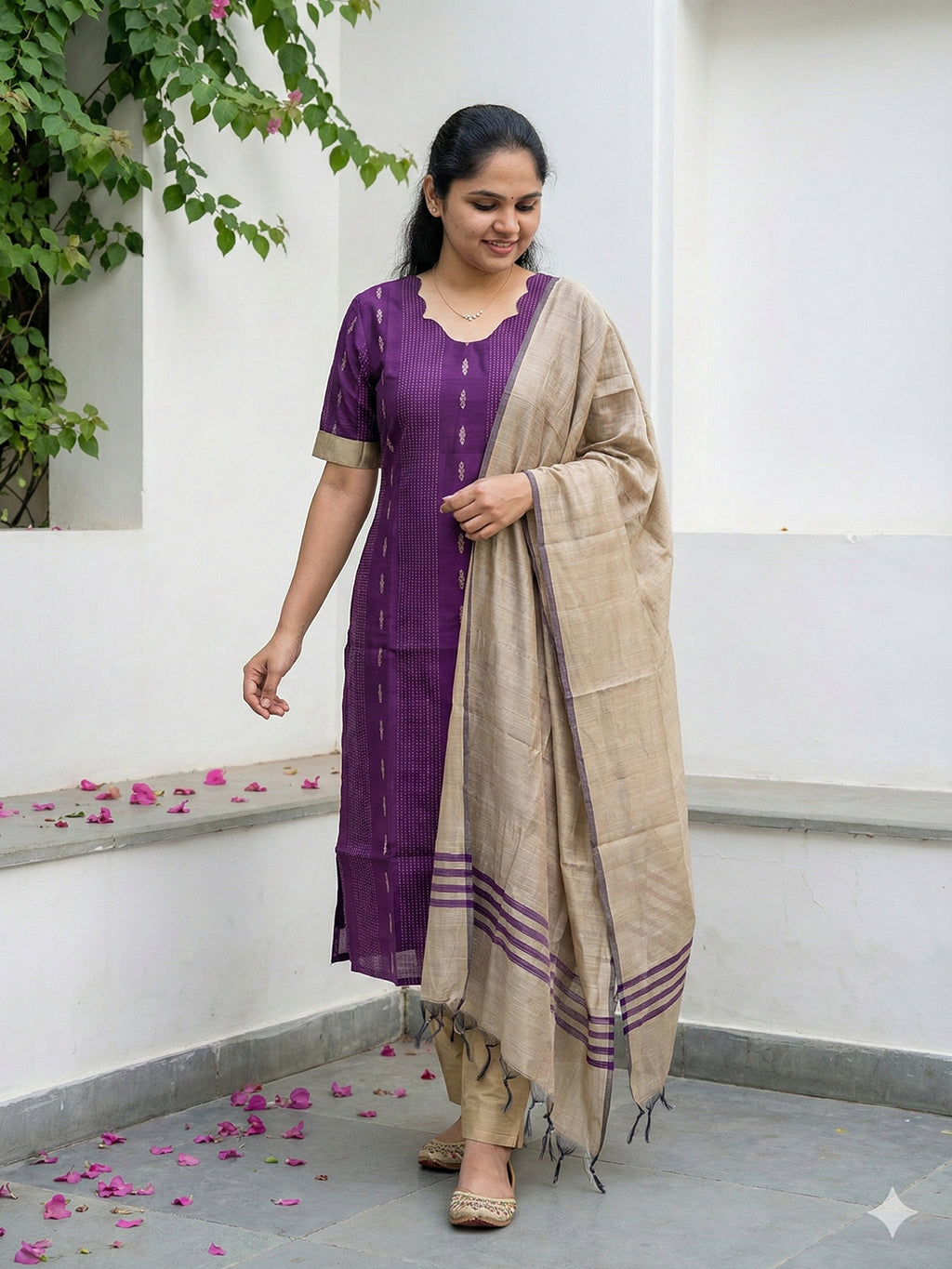 Raw silk salwar set- Purple