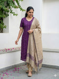 Raw silk salwar set- Purple