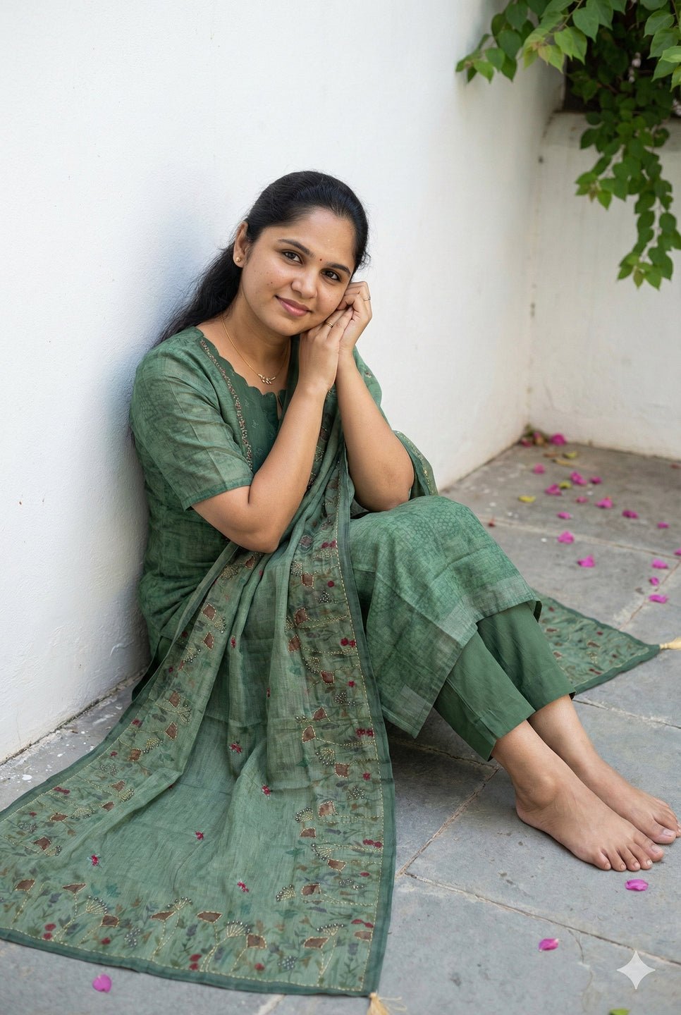 Linen cotton with hand embroidery salwar set