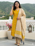 Raw silk salwar set- Golden yellow