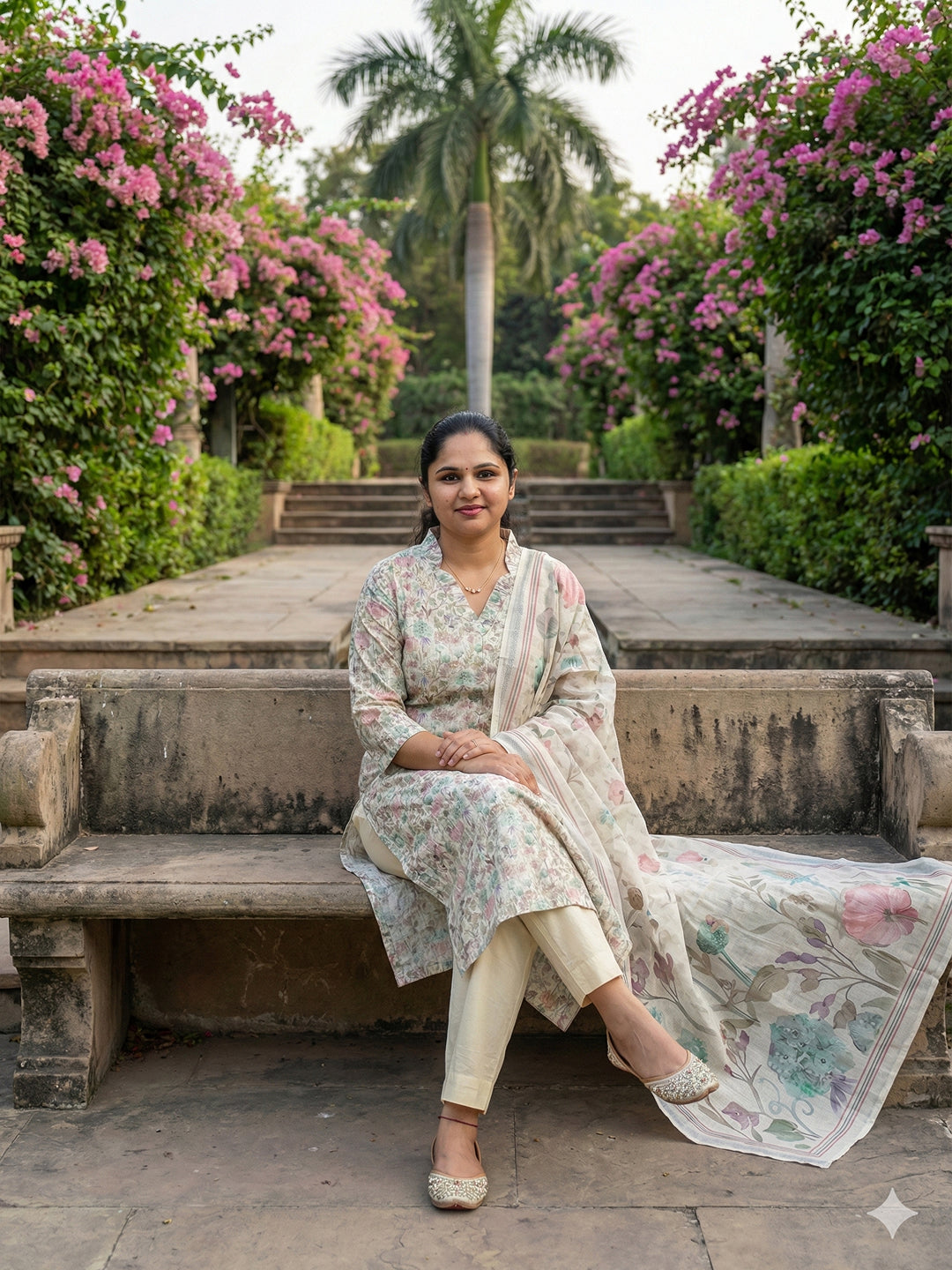 Linen cotton salwar set- half white