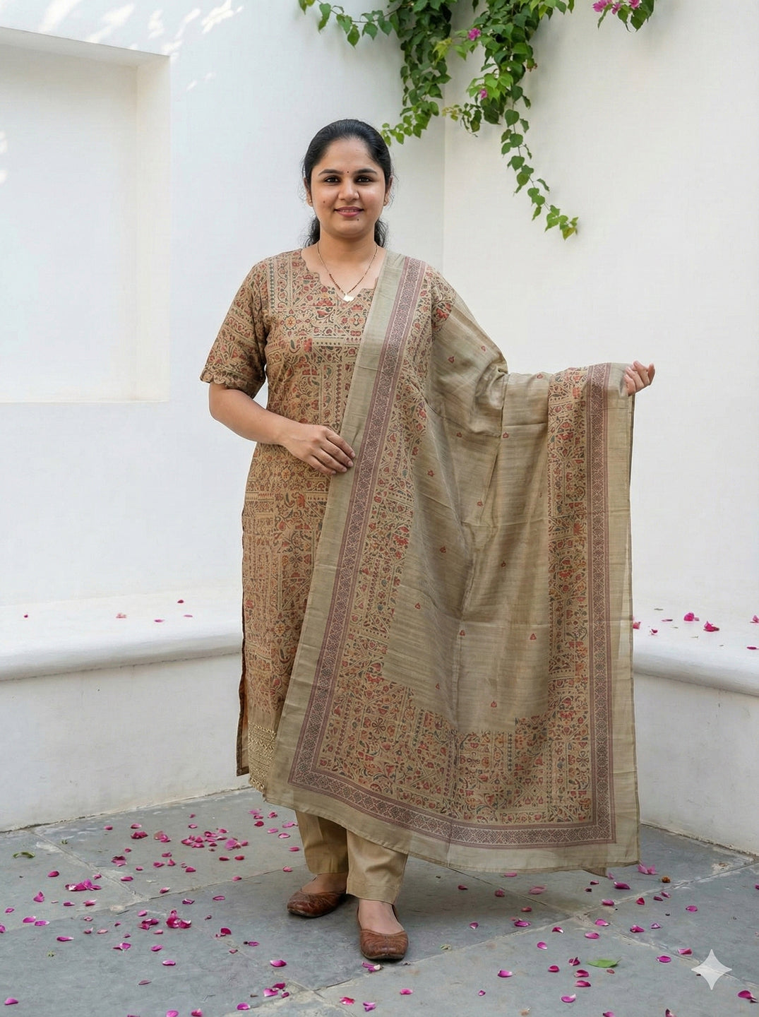 Semi tussar salwar set