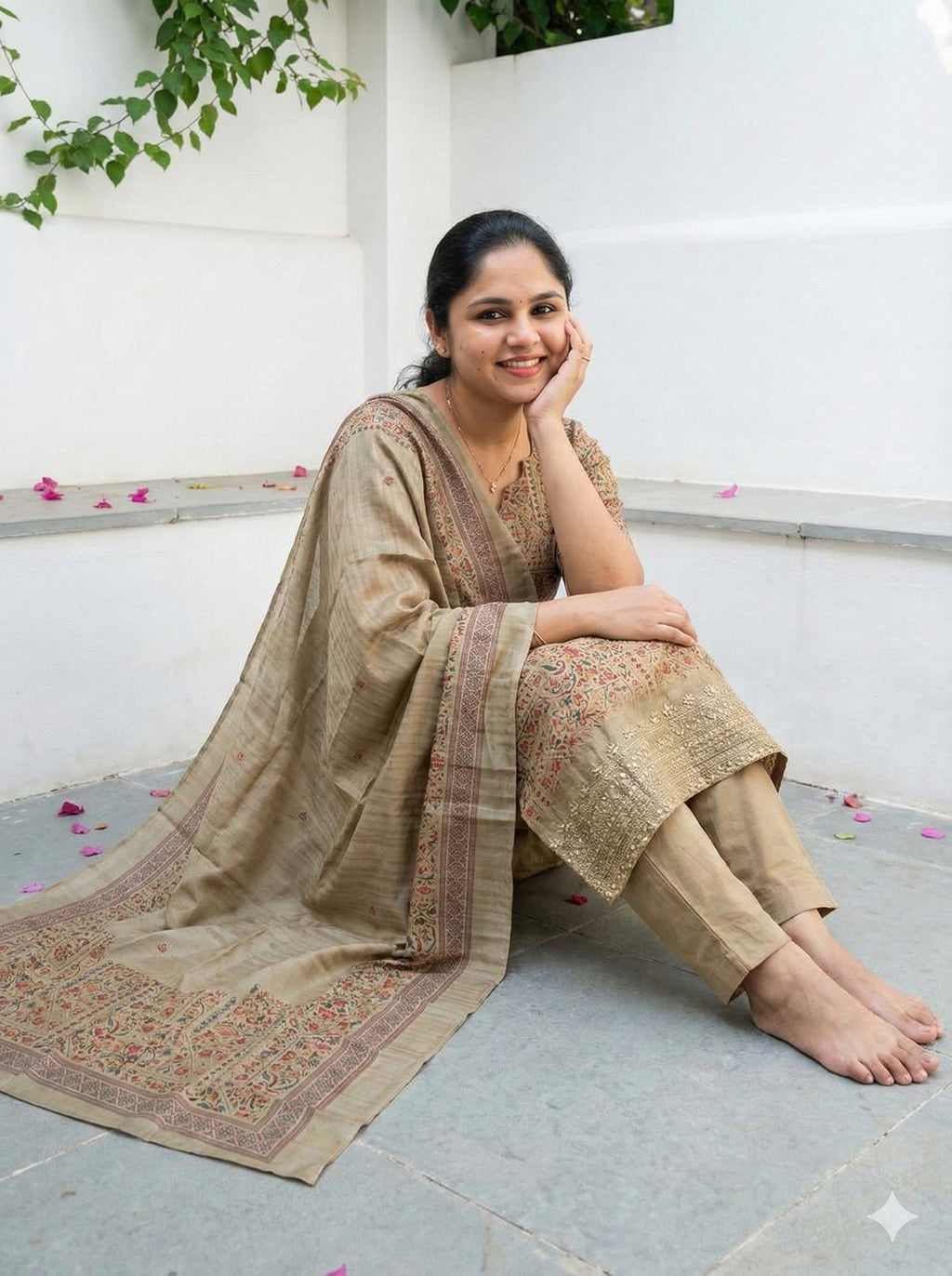 Semi tussar salwar set