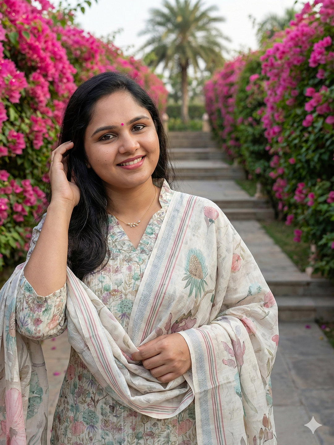 Linen cotton salwar set- half white