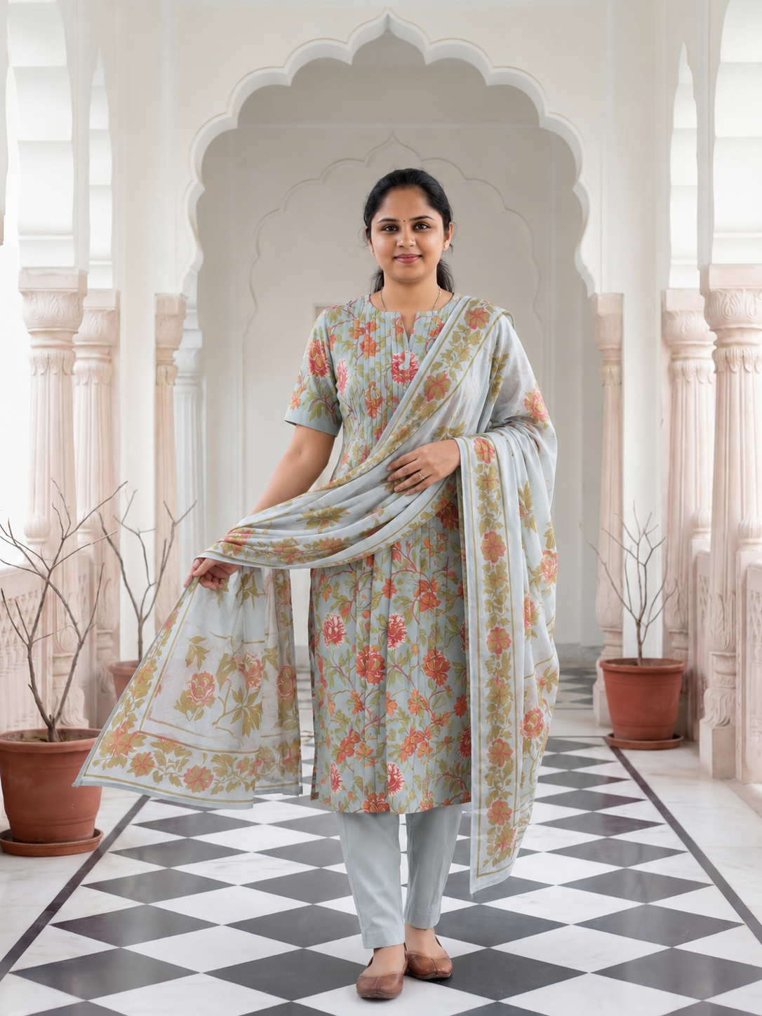 Soft cotton ice blue salwar set
