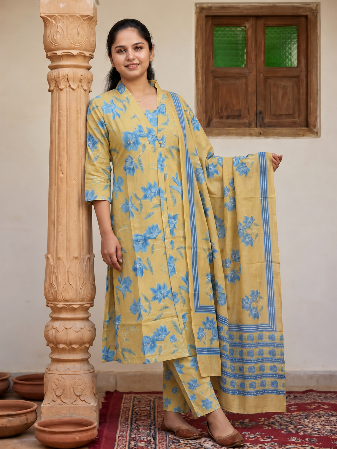 Soft Cotton Lemon Yellow Salwar Set