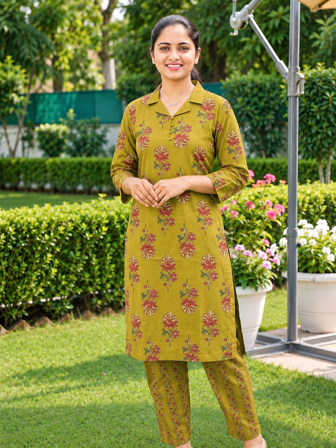 Mustard Floral Soft Cotton Co-ord Set