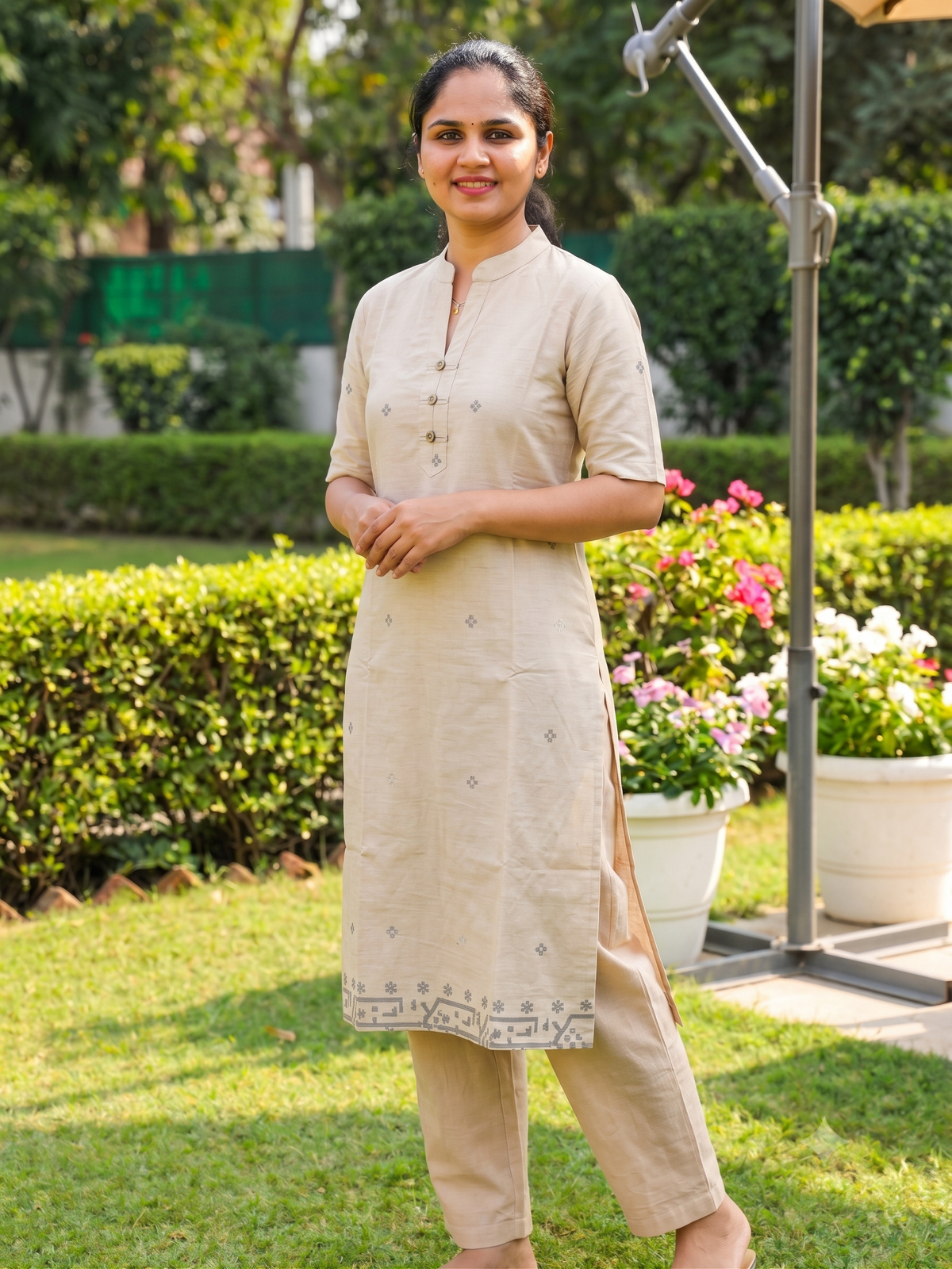 Flex cotton beige color coord set