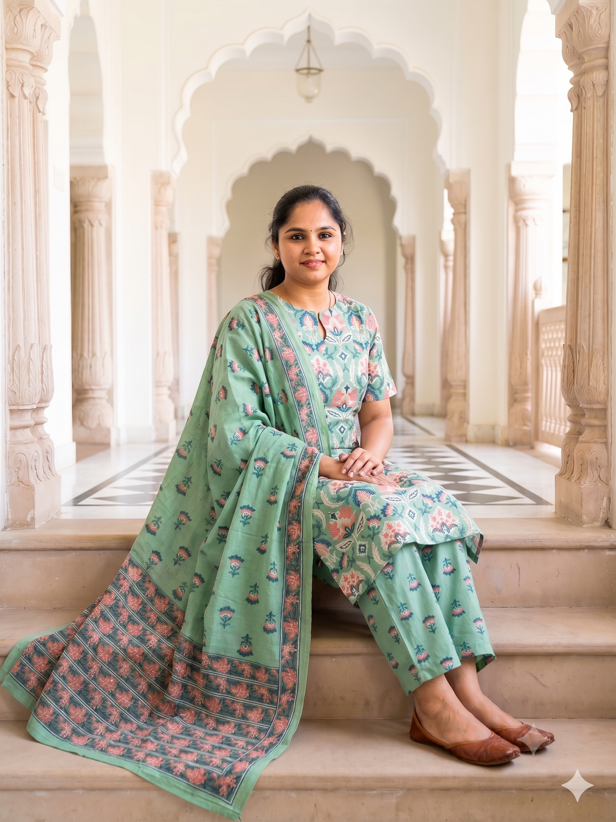 Soft cotton  aqua green salwar set