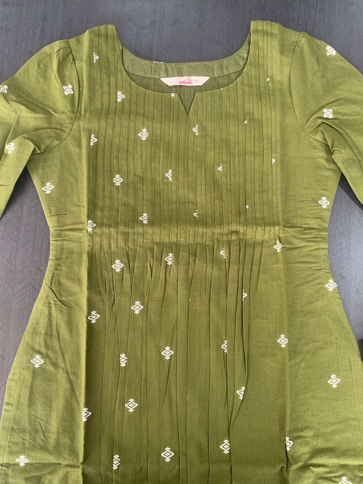 Olive green handloom cotton coord set