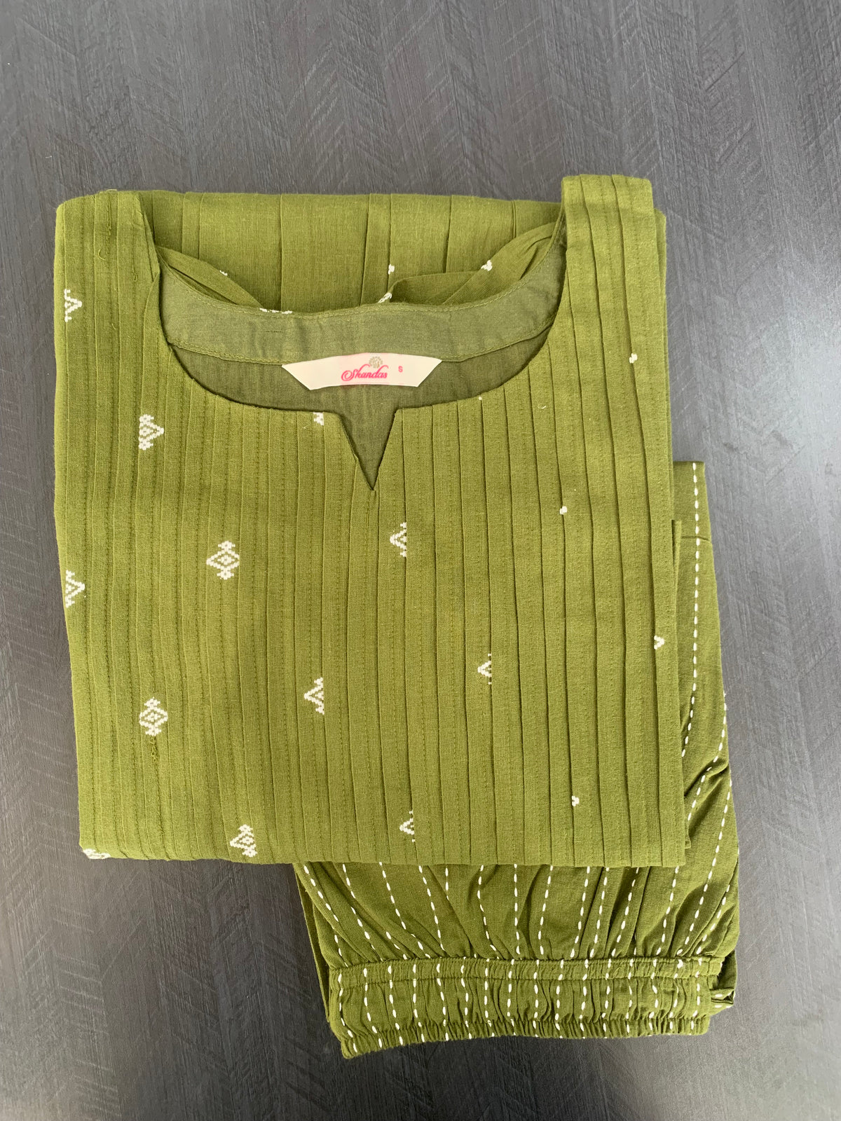 Olive green handloom cotton coord set