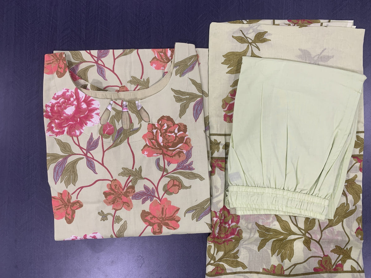 soft cotton sage green salwar set