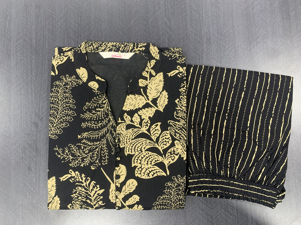 Black floral coord set