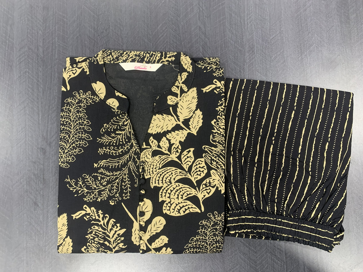 Black floral coord set